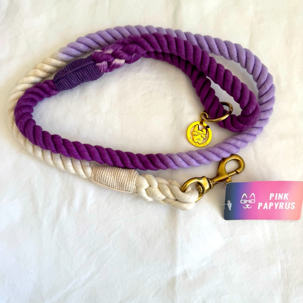 Pink Papyrus purple, ombre natural spun, cotton, dog leash new with tags 4 feet